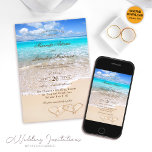 Convite Casamento de praia de destino tropical do oceano a<br><div class="desc">Bask na atração cativante do nosso Convite de Praia Tropical de Destino do Oceano Azul. Feitos com um amor minucioso e atenção aos detalhes por Mylini Design, esses convites captam perfeitamente a serenidade e o encanto de um paraíso na praia. Cada convite tem uma mistura única e atraente de azuis...</div>