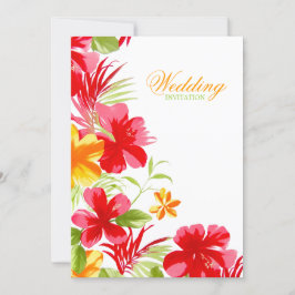 Convite Casamento de Praia de Hibiscus Island Tropical