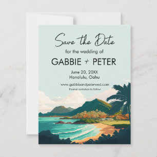 Convite Casamento de praia de Oahu Hawaii Salve a Data