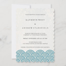 Convite Casamento de Praia de Ondas de Praia do Mar Azul V