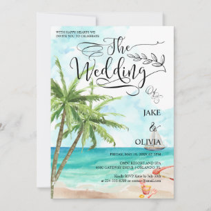 Convite Casamento de Praia de Palmeira Tropical de Waterco