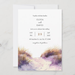 Convite Casamento de Praia de Sandy Dunes Sunset ouro Roxo