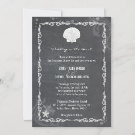 Convite Casamento de Praia de Shell do Mar de Chalkboard M