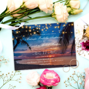 Convite Casamento de praia de Sunset Summer Elegant