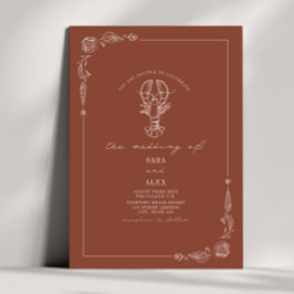 Convite Casamento de Praia de Terracotta Lobster Rustic Ar