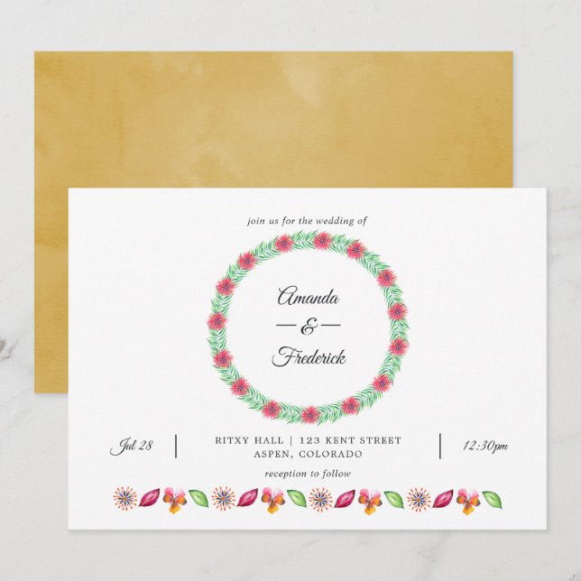 Convite Casamento de Praia de Verão Tropical (Frente/Verso)