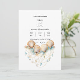 Convite Casamento de Praia do Decor de Seashell Garland