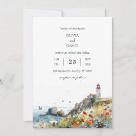 Convite Casamento de Praia do Farol Selvagem Costeira