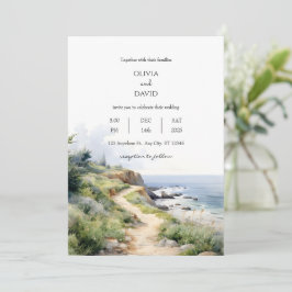 Convite Casamento de Praia do Oceano de Trilha Costeira Cê