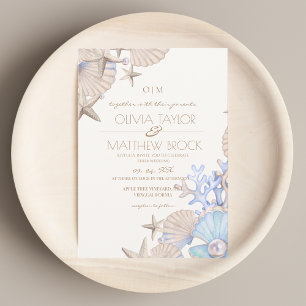 Convite Casamento de Praia do Oceano Elegante Suave