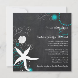 Convite Casamento de Praia do Quadro Branco Turquesa