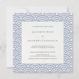 Convite Casamento de Praia Elegante de Ondas Azuis Moles