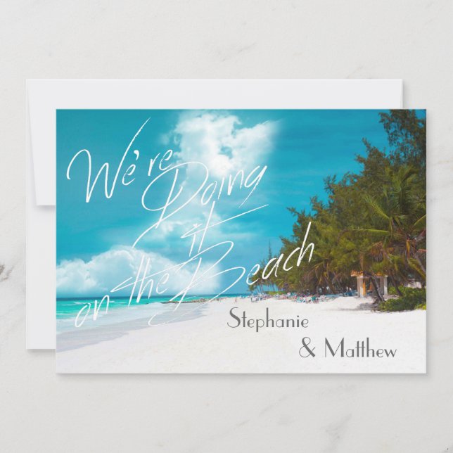 Convite Casamento de Praia Estamos fazendo isso no Casamen (Frente)