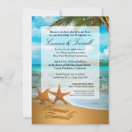 Convite Casamento de praia Faux Vellum Casal de Starfish