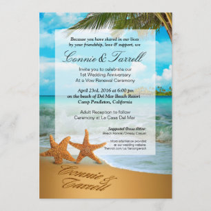 Convite Casamento de praia Faux Vellum Casal de Starfish