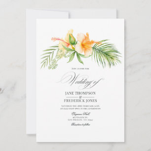 Convite Casamento de Praia Floral Tropical de Watercolor