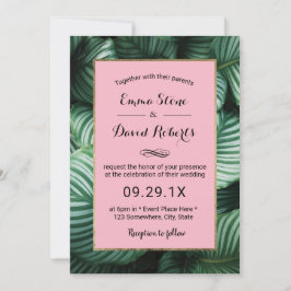 Convite Casamento de praia havaiana com folhas tropicais