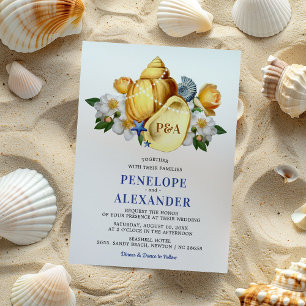 Convite Casamento de Praia Magical de Seashell Floral