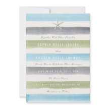 Casamento de praia náutica com faixas de aquarelas