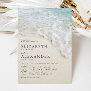 Convite Casamento de praia no Oceano de Verão Elegante