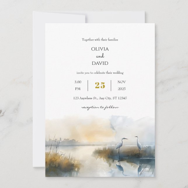 Convite Casamento de praia Pastel Sunrise (Frente)