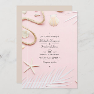 Convite Casamento de Praia RSVP de Código QR Rosa-Blush