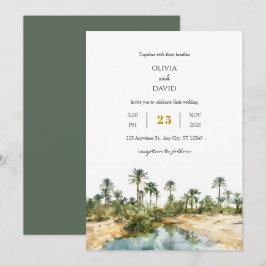 Convite Casamento de Praia Rustic Seaside Palm Oasis