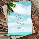 Convite Casamento de praia simples<br><div class="desc">Nosso convite para o casamento na praia é a maneira perfeita de dar o tom para seu dia especial. A design apresenta uma bela paleta de cores inspirada na praia e um design de texto simples que é perfeito para o seu casamento na praia de destino.</div>