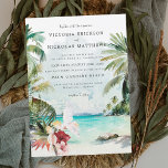 Convite Casamento de Praia Tropical de Watercolor<br><div class="desc">Não importa a que horas do ano, podemos fingir que estamos em uma ilha tropical exuberante verde tropical! Enquanto esta paleta emana uma sensação tropical, ela é bastante adaptável através de vários estilos — boêmico, rústico e moderno, por exemplo. Arranjos florais elegantes, matizes quentes e sotaques arejados são essenciais para...</div>