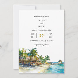 Convite Casamento de praia Tropical Palm Paradise Viagem S