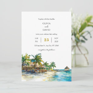 Convite Casamento de praia Tropical Palm Paradise Viagem S