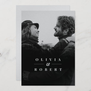 Convite Casamento de prata Abstrato preto com foto persona