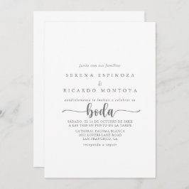 Convite Casamento de prata espanhol com caligrafia minimal