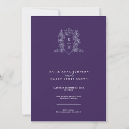 Convite Casamento de prata roxo com copa do coração da cri
