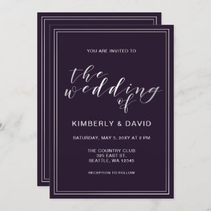 Convite Casamento de Prata Roxo Simples