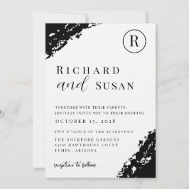 Convite Casamento de Preto Watercolor