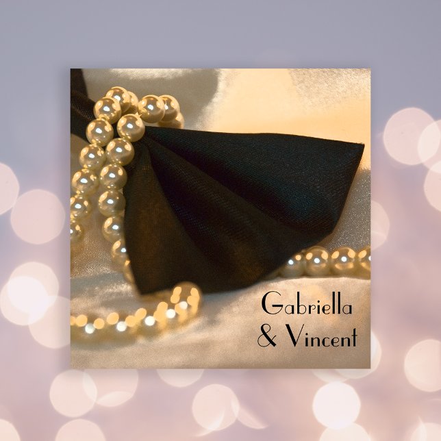 Convite Casamento de Pretos Arcos e Pérolas Brancas (Criador carregado)