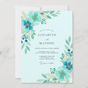 Convite Casamento de Primavera Aquático Etéreo