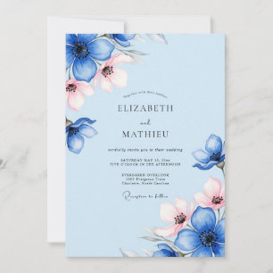 Convite Casamento de Primavera Azul-Pó Fantasioso