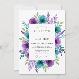 Convite Casamento de Primavera Azul-Verde Deslumbrante