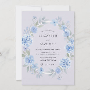 Convite Casamento de Primavera Azul Violeta Refinado