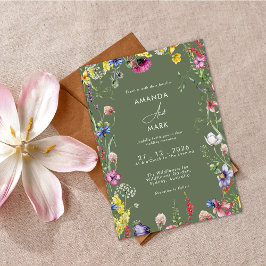 Convite Casamento de Primavera Boho Chic Colorido de Flore