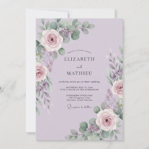 Convite Casamento de Primavera Botânico com Lavanda Luxuri