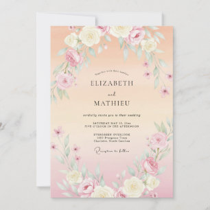 Convite Casamento de Primavera com Aquarela Radiante de Pê