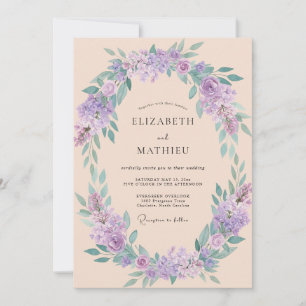 Convite Casamento de Primavera com Flor de Lavanda