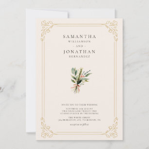 Convite Casamento de Primavera com Flor Silvestre Marfim V