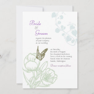 Convite Casamento de primavera com Flora e Borboleta Ilust
