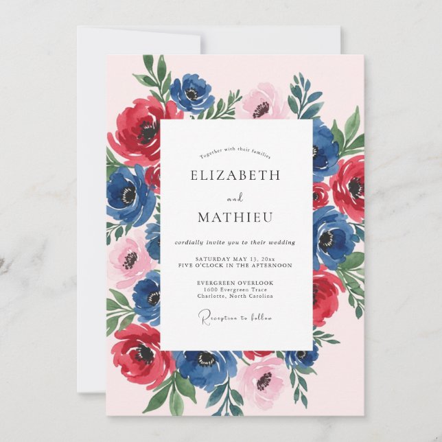 Convite Casamento de Primavera com Florada de Rubi Azul-Ma (Frente)