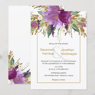 Convite Casamento de Primavera com Floral de Ámora Violeta