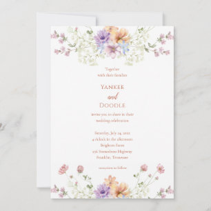 Convite Casamento de primavera com flores silvestres moder